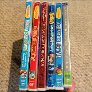 Veggie Tales DVD Lot 6 Christian Children's Animation Jonah Christmas Josh